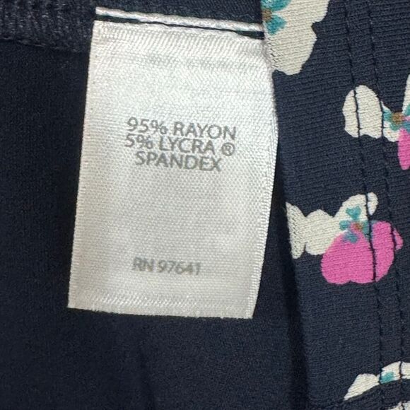 J Jill Floral Print Knit T Shirt Dress Navy Blue Casual Comfy Womens - Picture 6 of 8